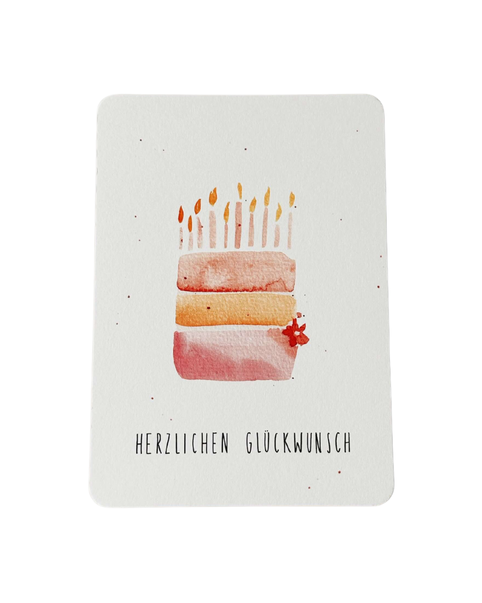 Geburtstagskarte Torte Pink