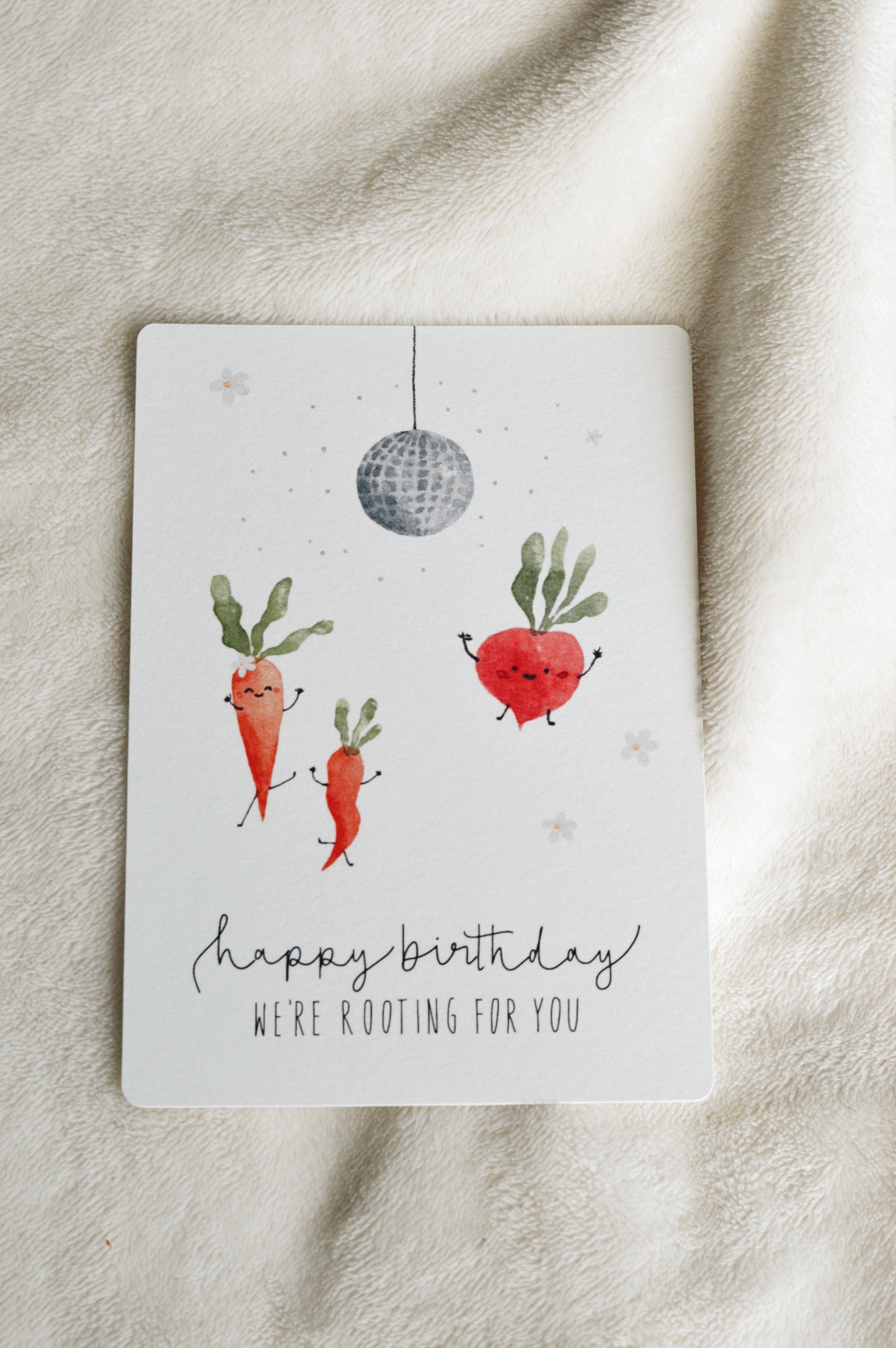 Postkarte Geburtstag Partygemüse Englisch