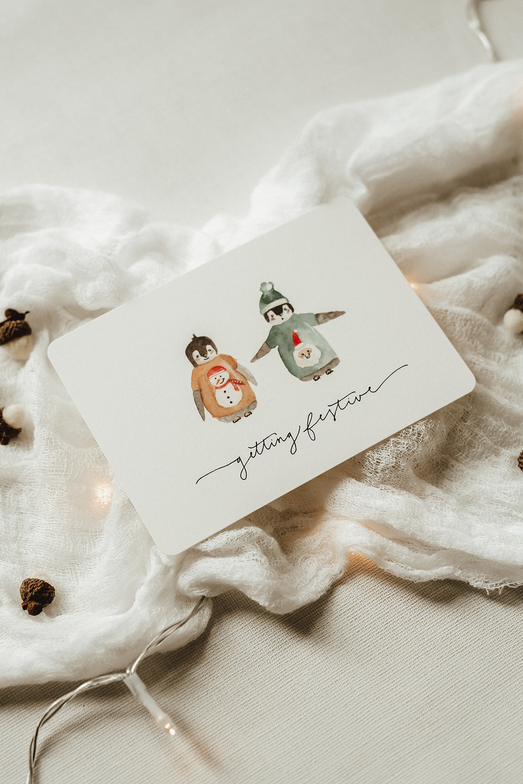 Weihnachtskarte Pinguine Getting festive