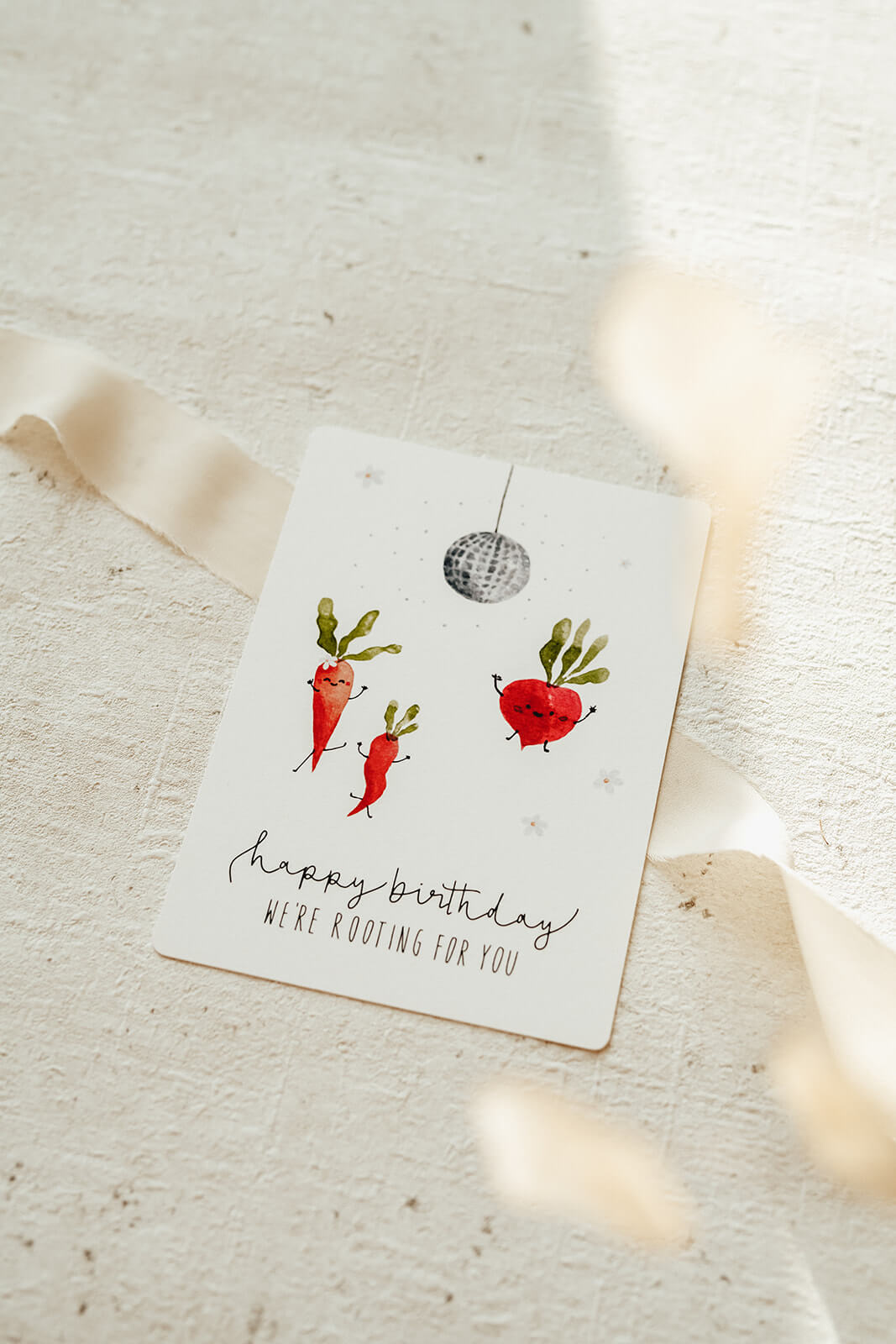 Postkarte Geburtstag Partygemüse Englisch