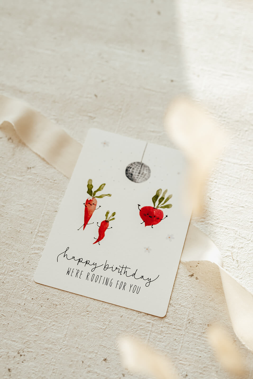 Postkarte Geburtstag Partygemüse Englisch
