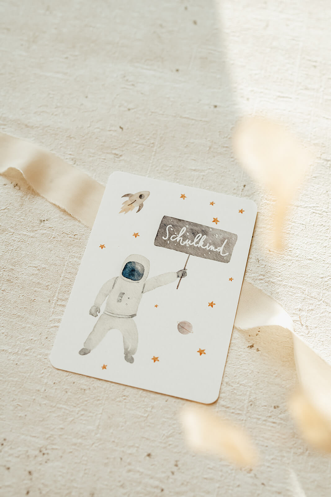 Postkarte Einschulung Astronaut