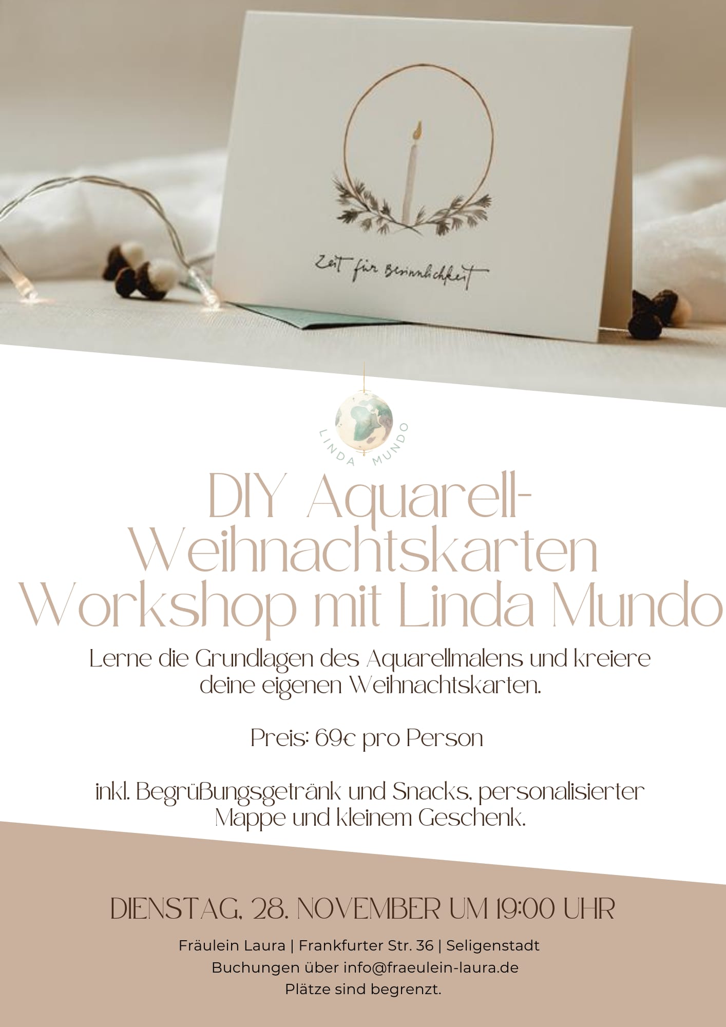 Aquarell Malkurs Weihnachten und Basilika Motiv - Seligenstadt