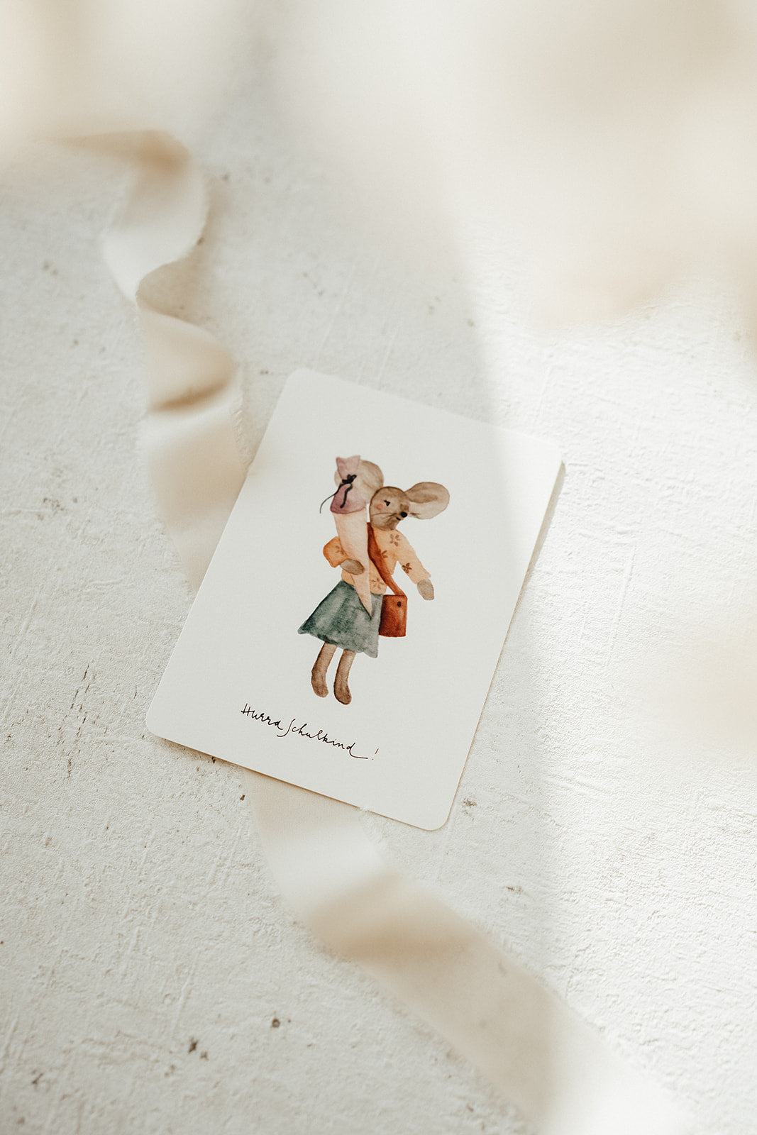 Postkarte Einschulung Schulmaus
