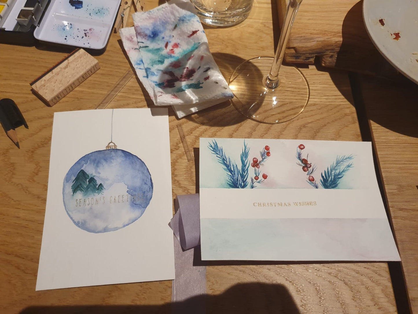 Aquarell Malkurs Weihnachten und Basilika Motiv - Seligenstadt