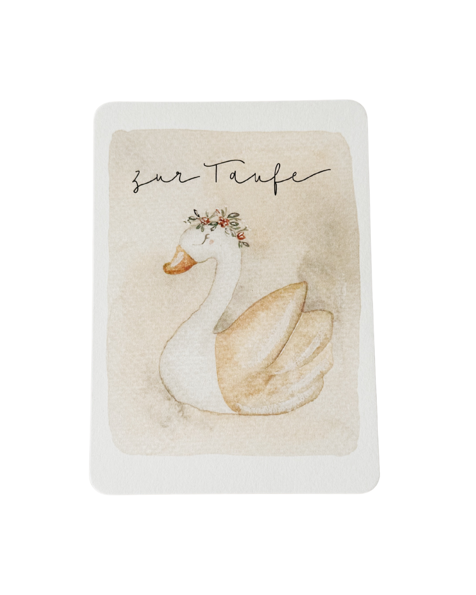 Postkarte Taufe Schwan