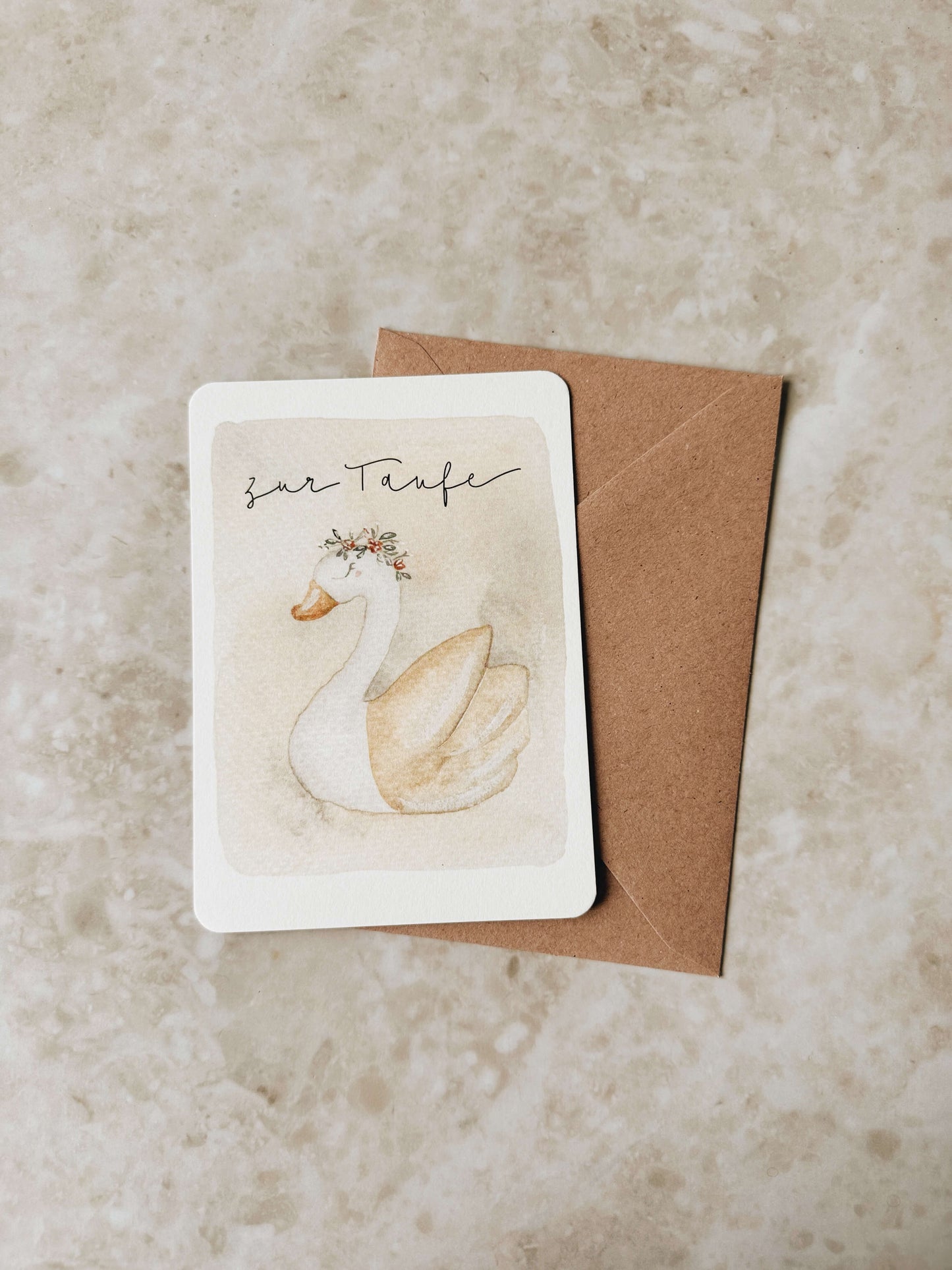 Postkarte Taufe Schwan