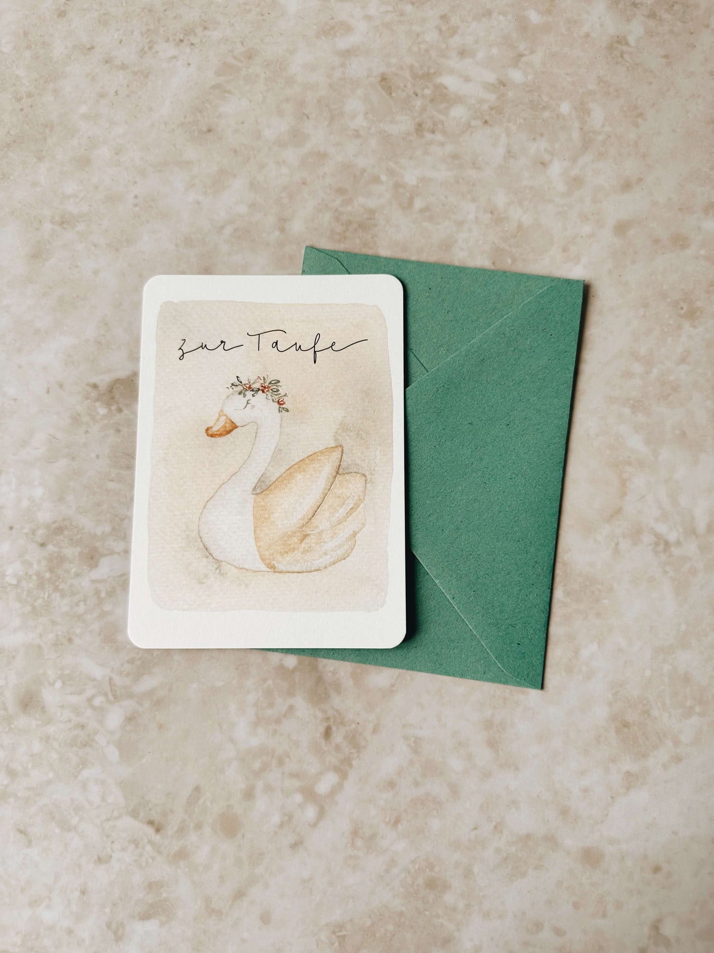 Postkarte Taufe Schwan