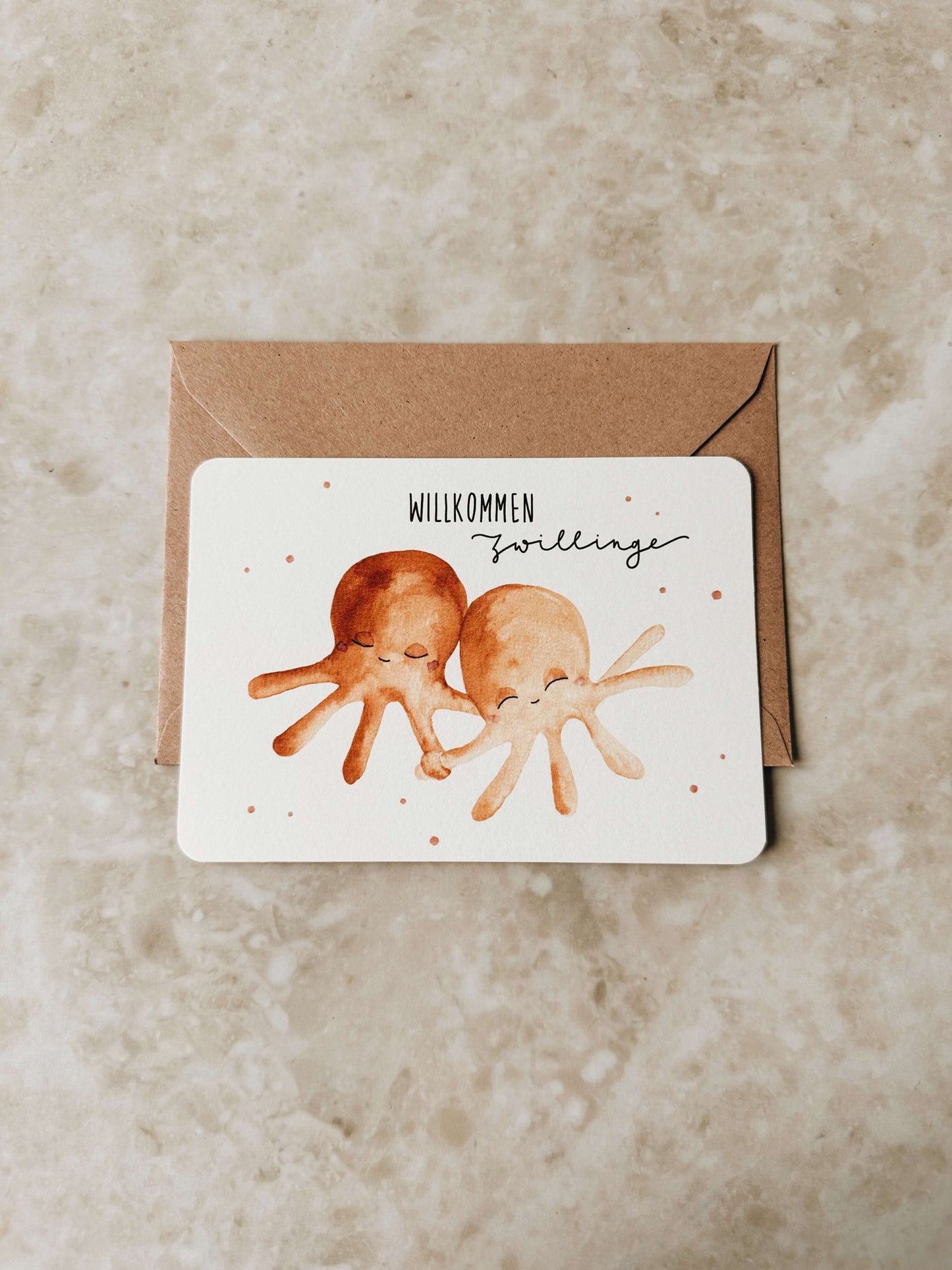 Postkarte Geburt Zwillinge