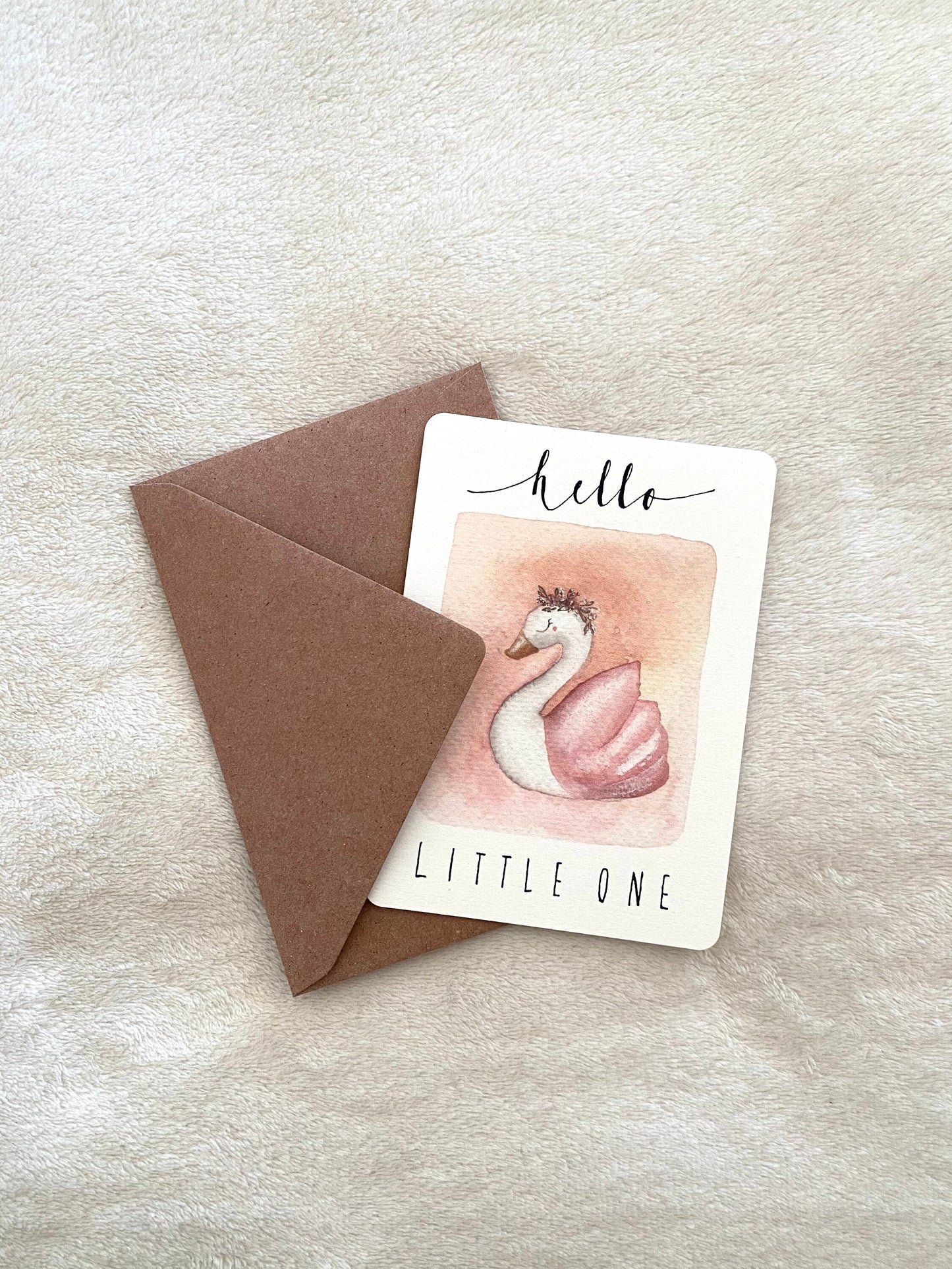 Postkarte Geburt Schwan