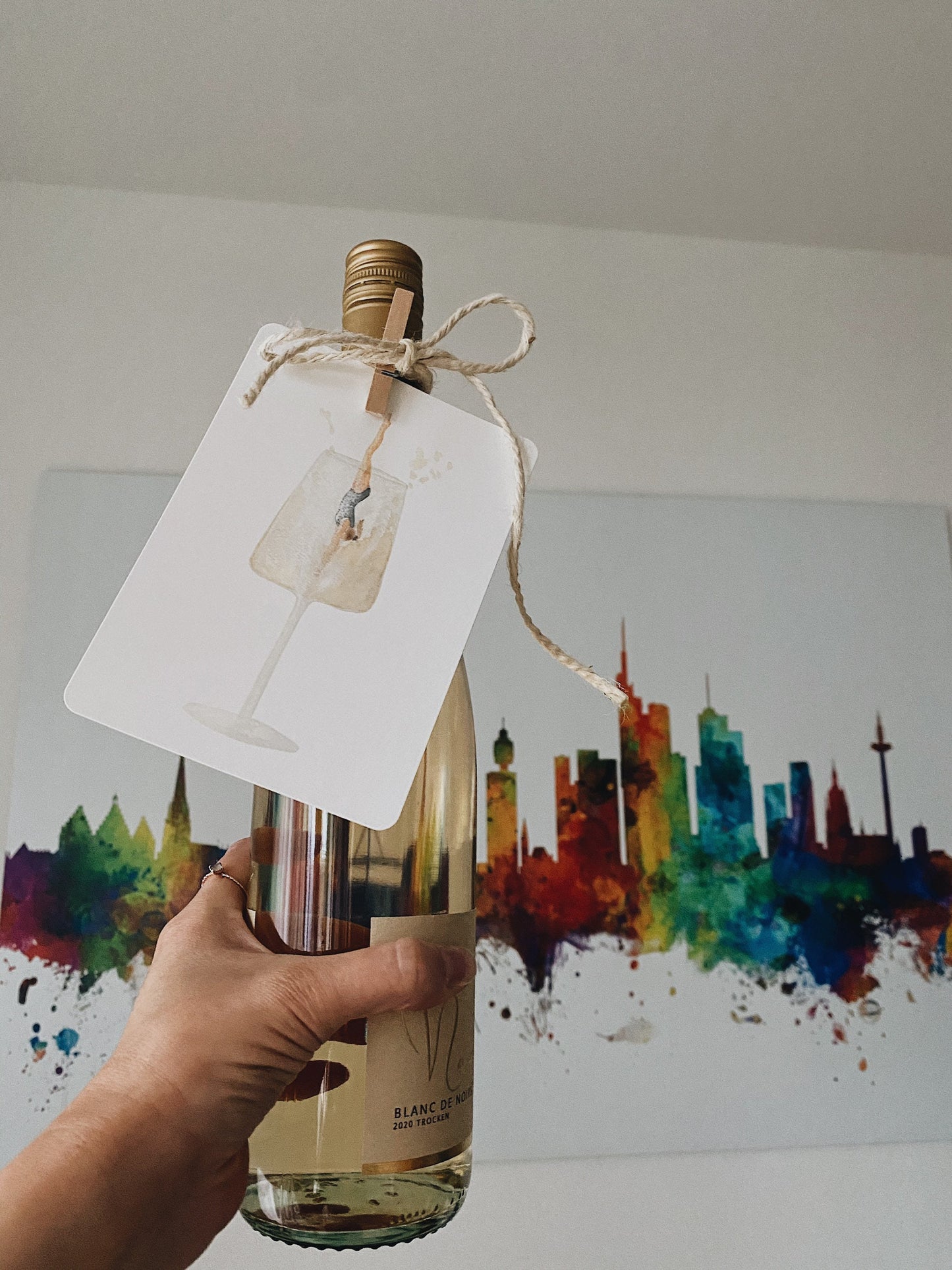 Postkarte Wein Sprung