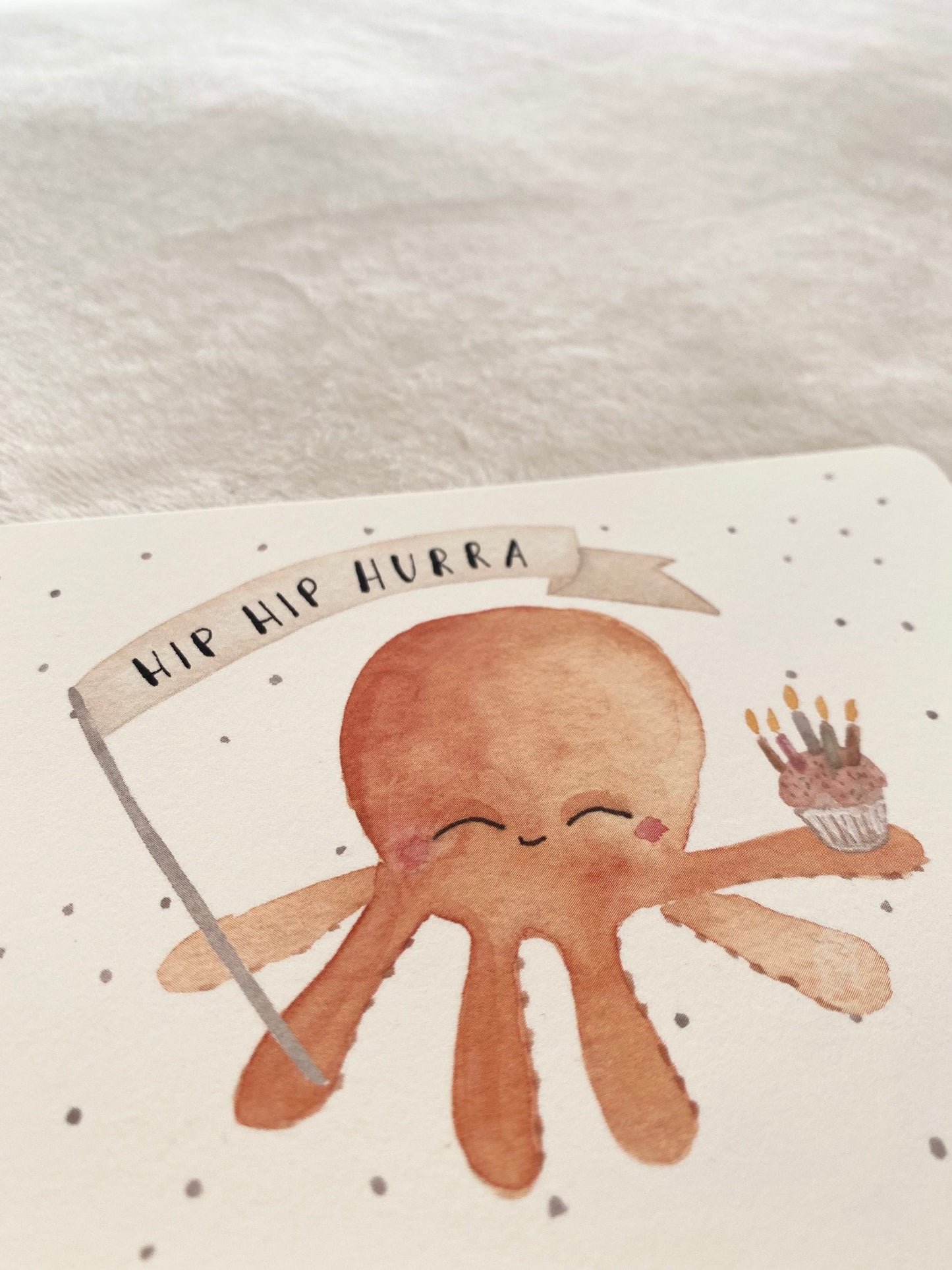 Postkarte Oktopus HIP HIP HURRA