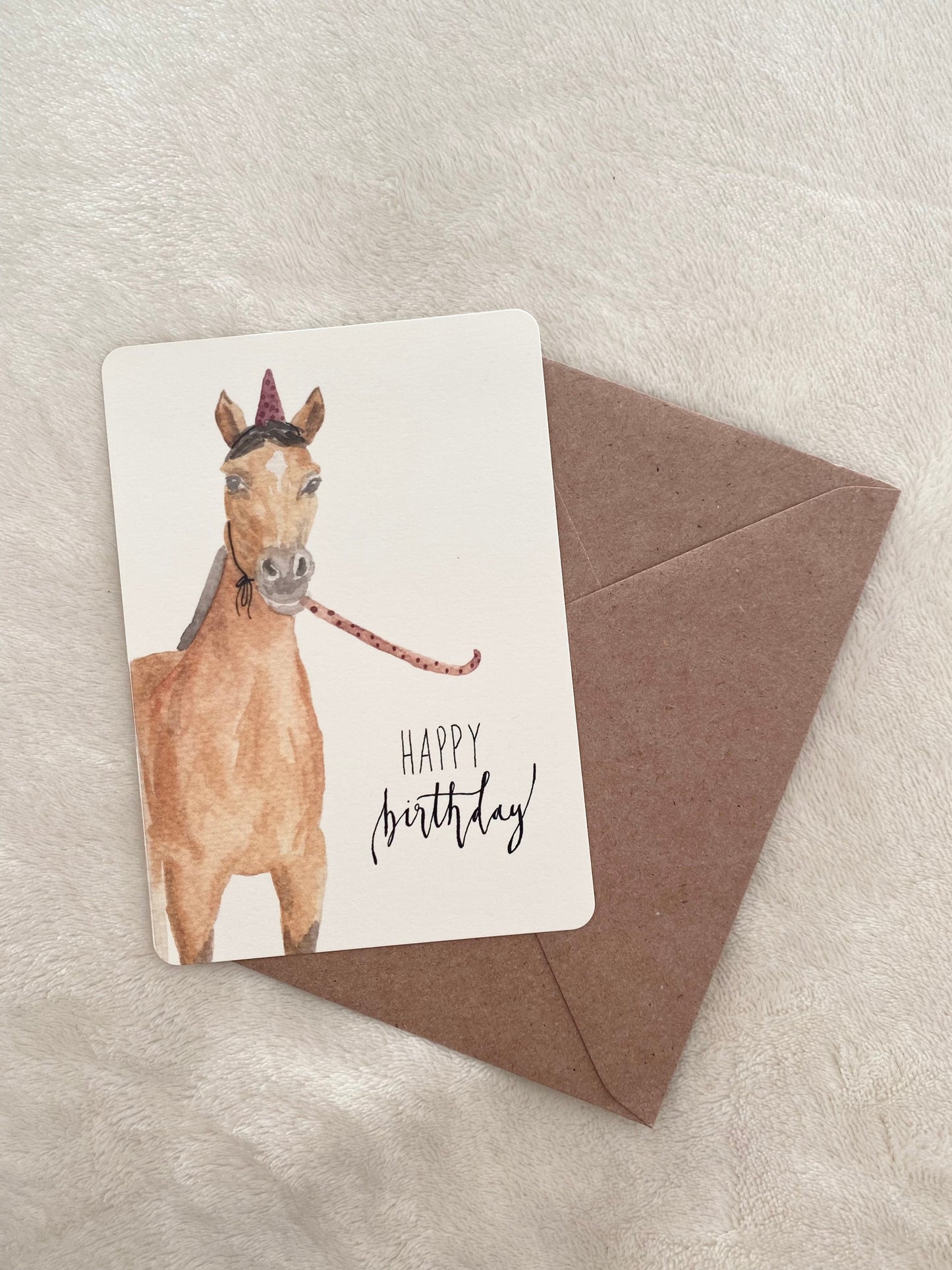 Postkarte Geburtstag Party Pferd Iris