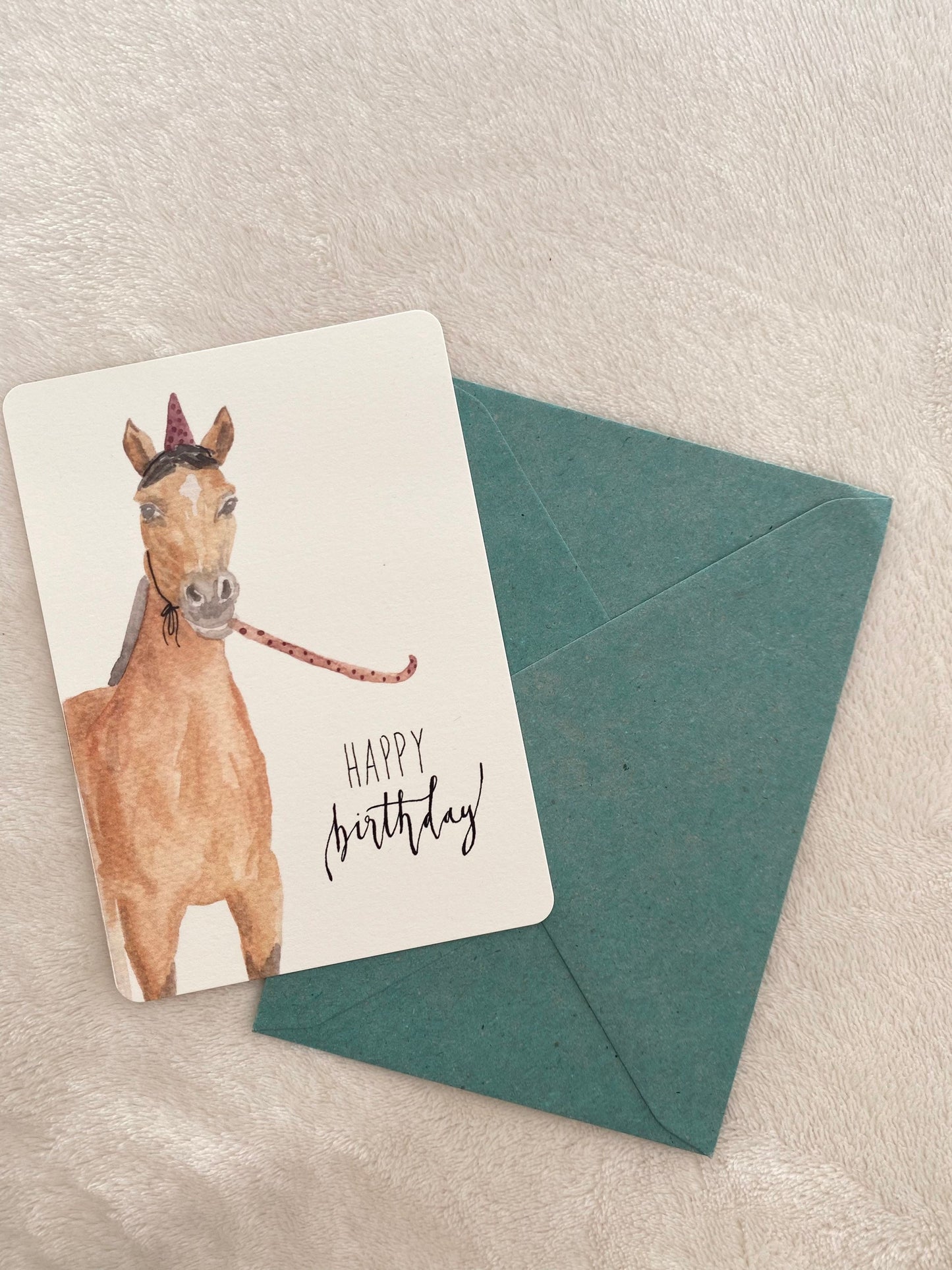 Postkarte Geburtstag Party Pferd Iris