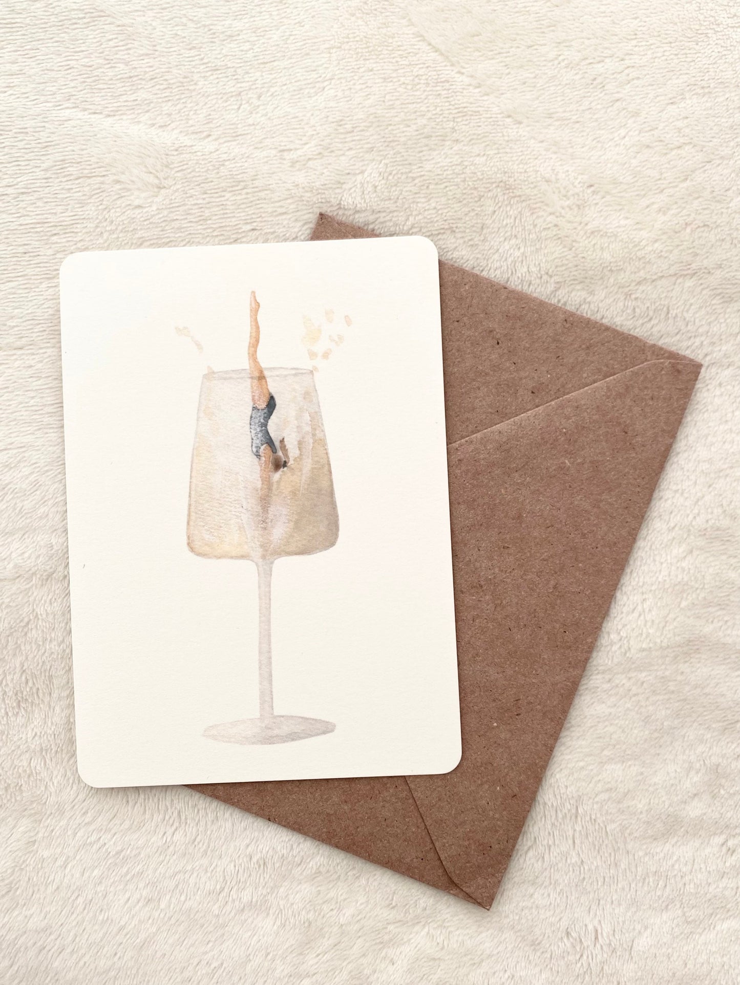 Postkarte Wein Sprung