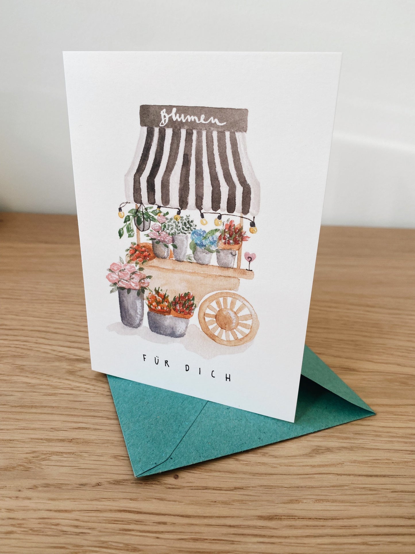 Klappkarte Blumenwagen