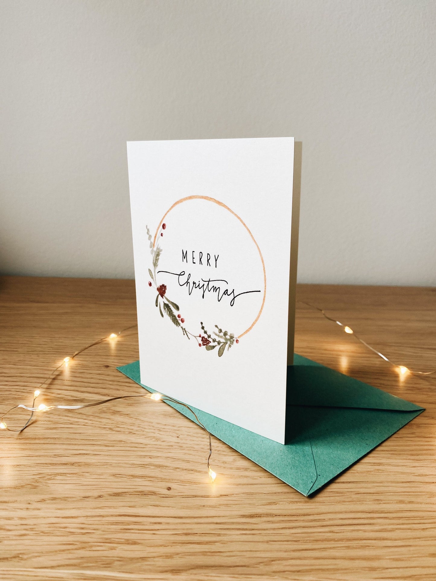 Weihnachtskarte Weihnachtskranz schlicht vertikal