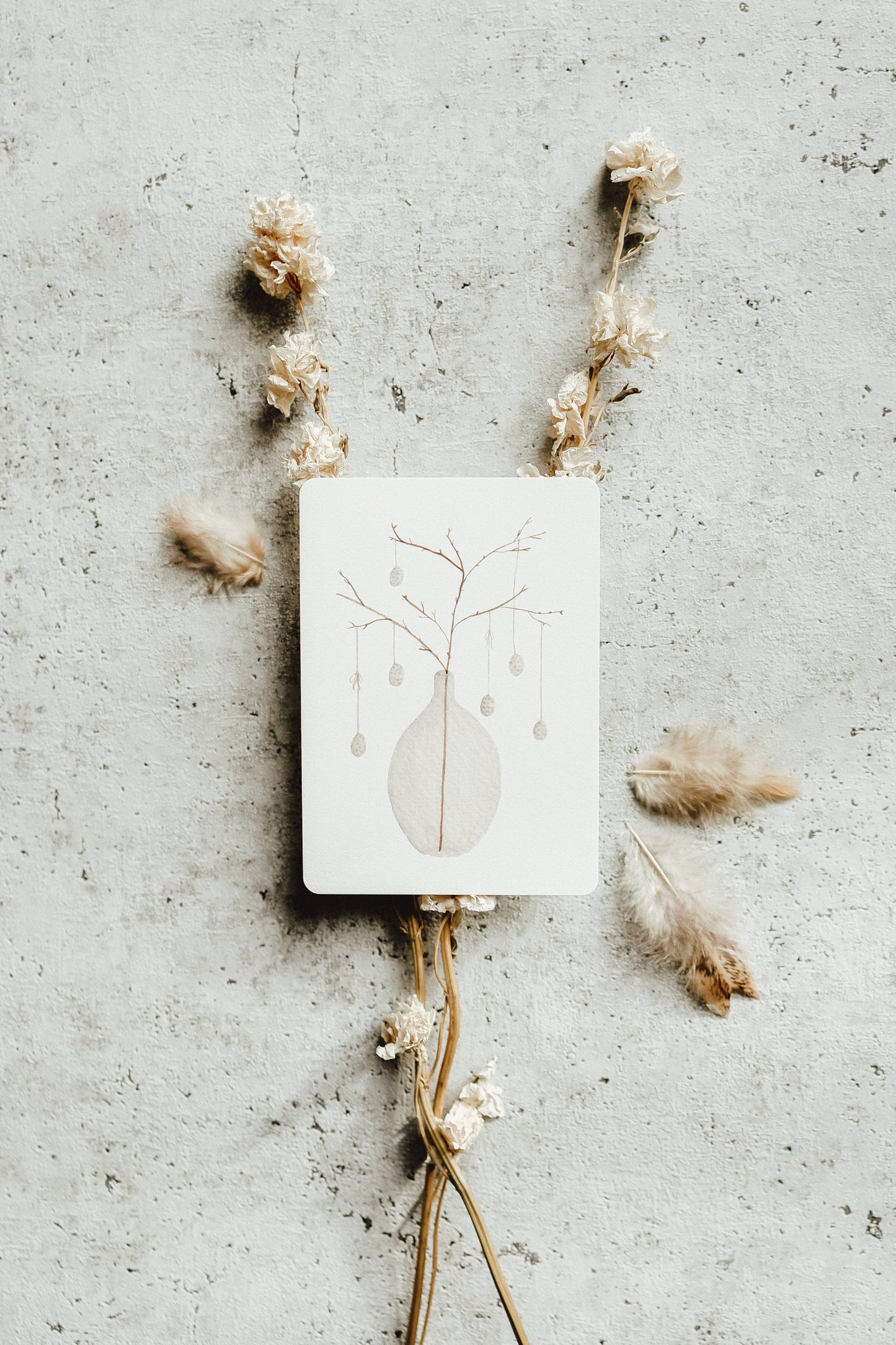Postkarte Ostern Vase Ostereier