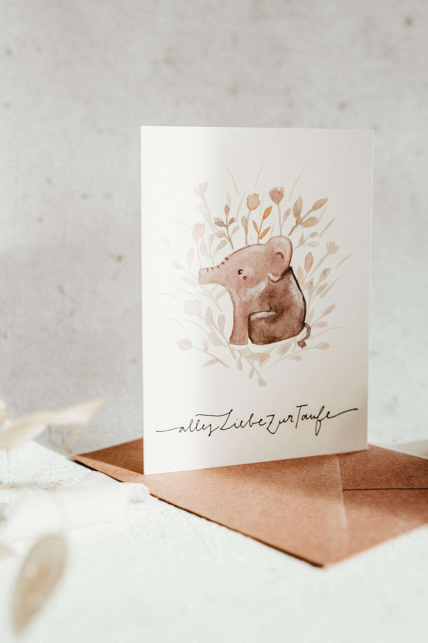 Klappkarte Taufe Elefant
