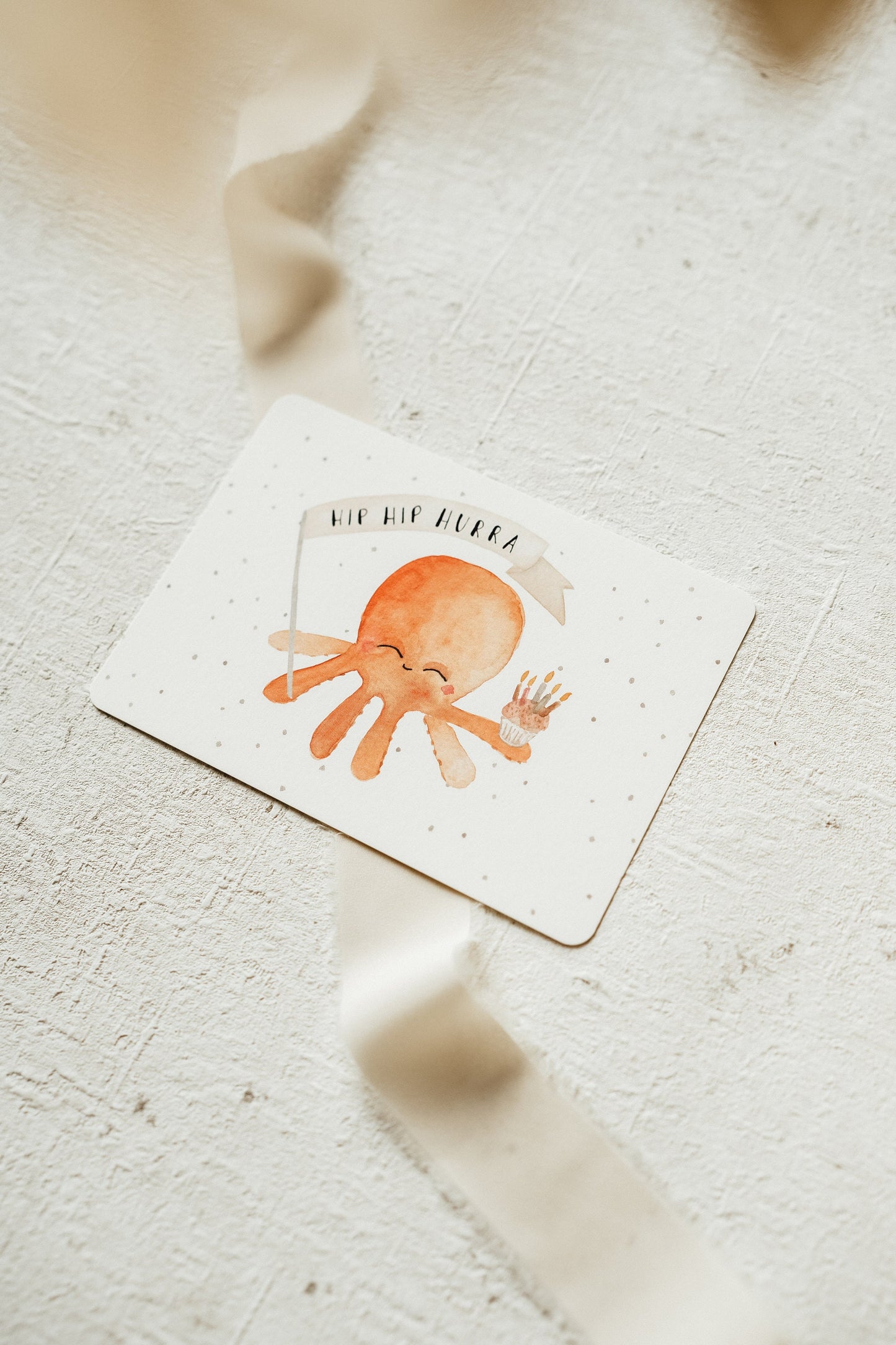 Postkarte Oktopus HIP HIP HURRA