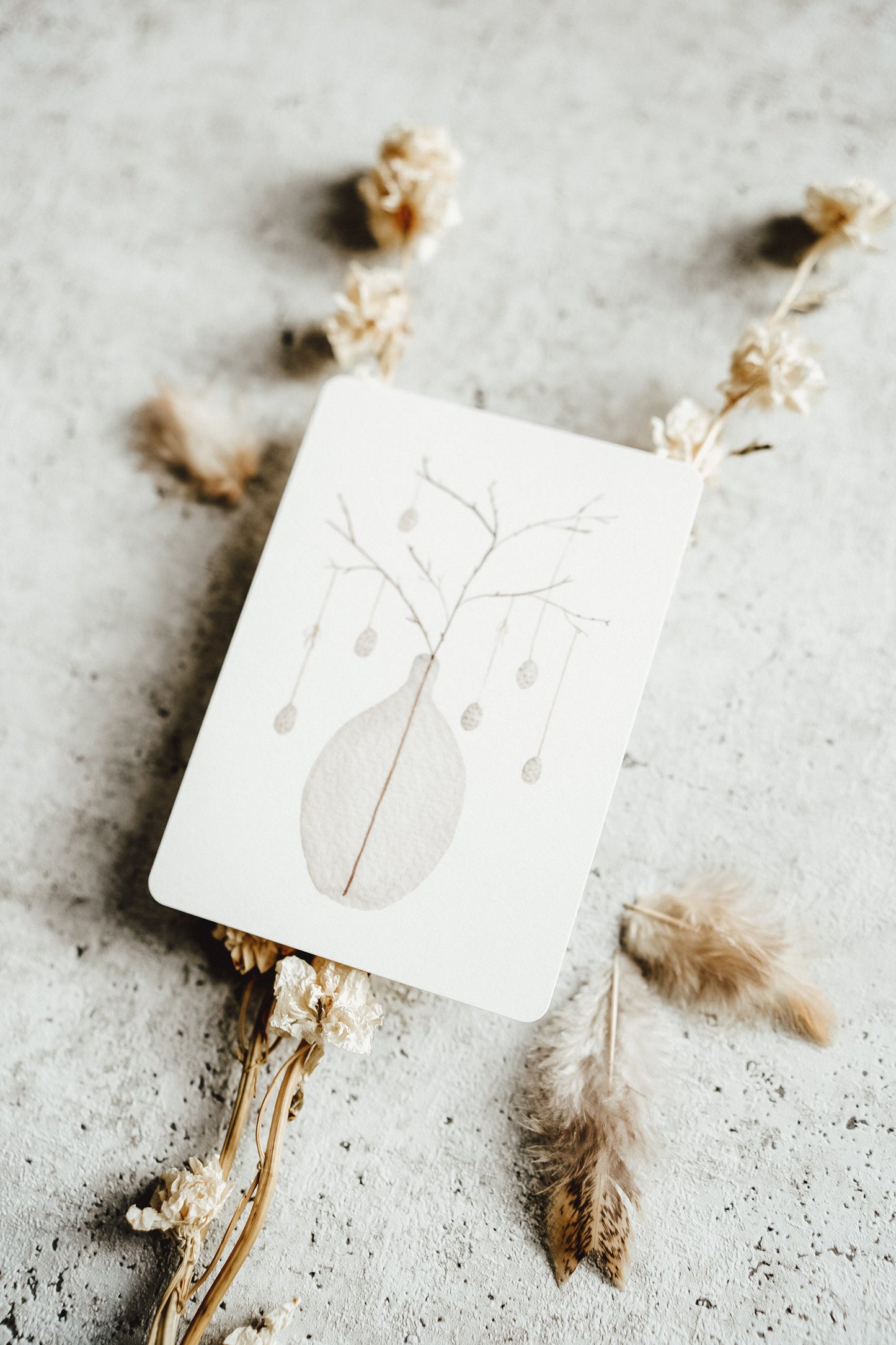 Postkarte Ostern Vase Ostereier