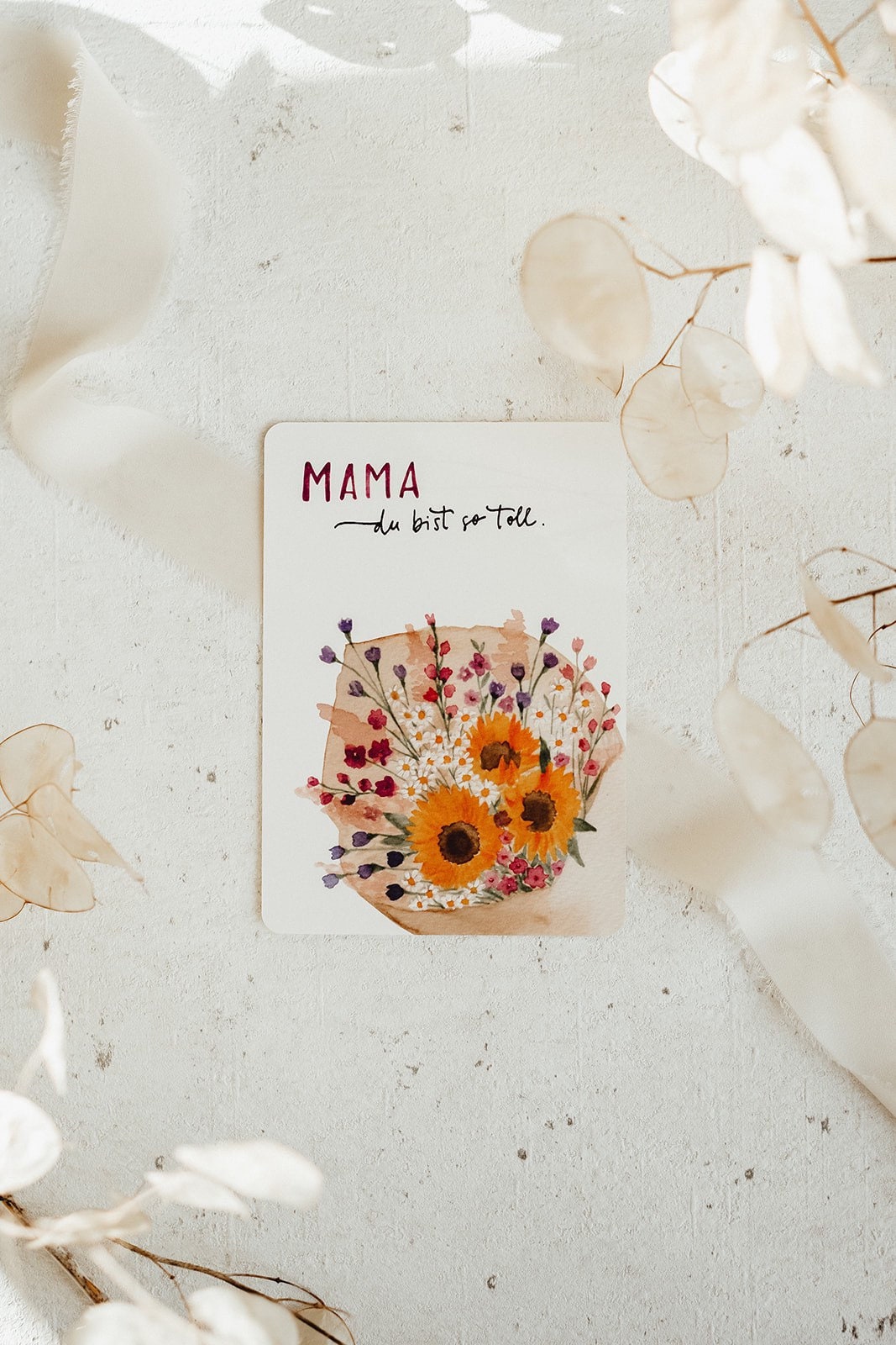 Postkarte Blumenstrauß Mama