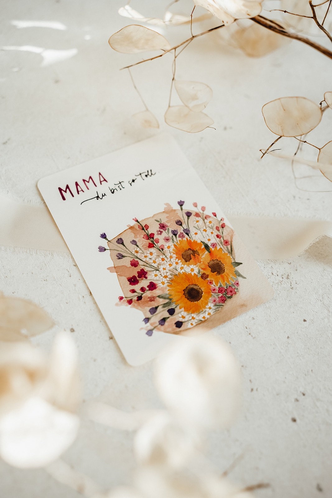 Postkarte Blumenstrauß Mama
