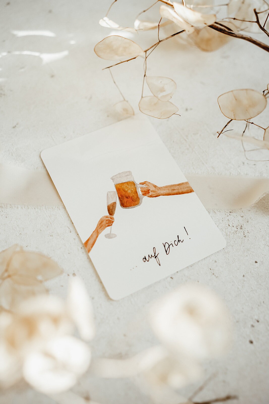 Postkarte Auf Dich Sekt und Bier