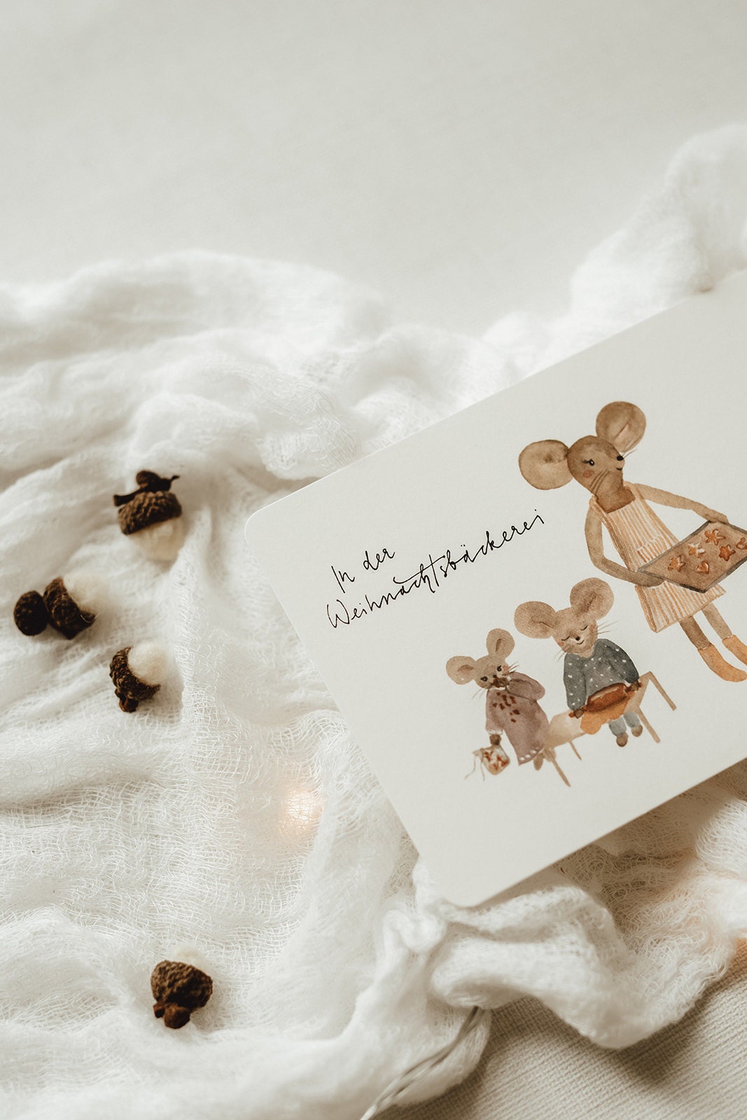 Weihnachtskarte Weihnachtsbäckerei Mäuse