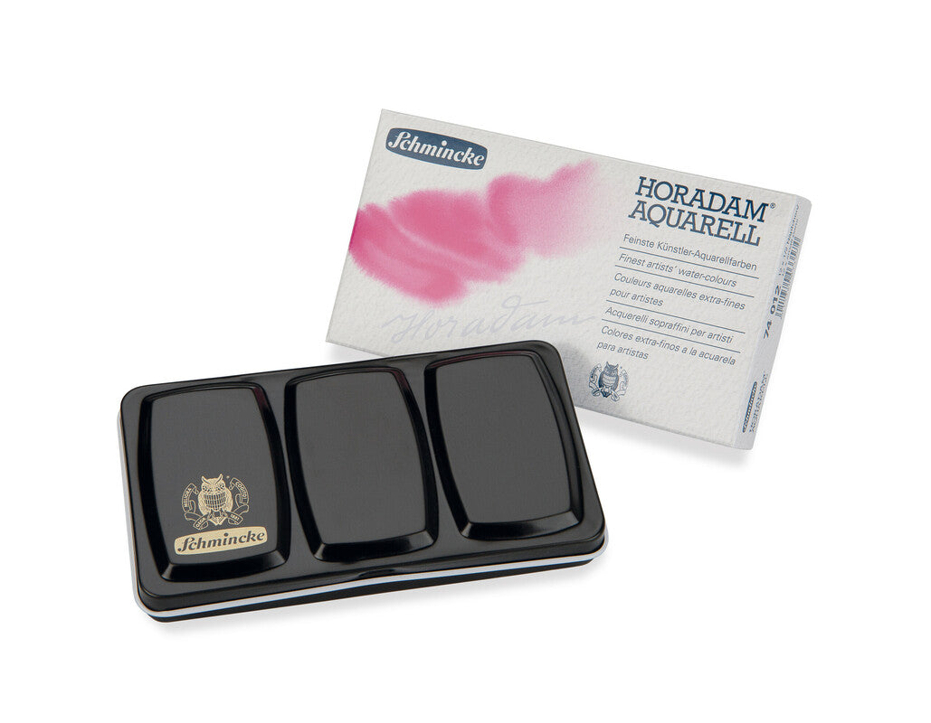 SCHMINCKE HORADAM® Aquarell Metallkasten mit Pinsel| 12 x 1/2 Näpfchen