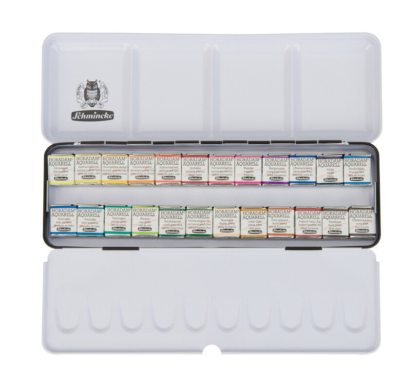 SCHMINCKE HORADAM® Aquarell Metallkasten | 24 x 1/2 Näpfchen