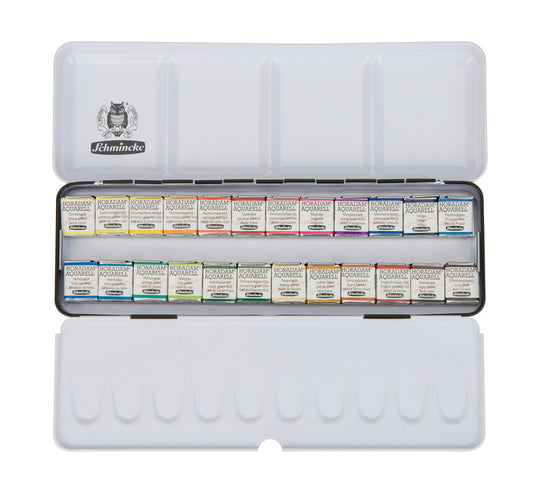 SCHMINCKE HORADAM® Aquarell Metallkasten | 24 x 1/2 Näpfchen