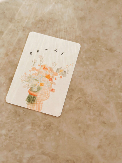 Karte blumen bunt danke