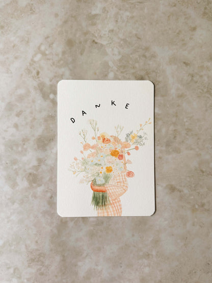 Karte blumen bunt danke