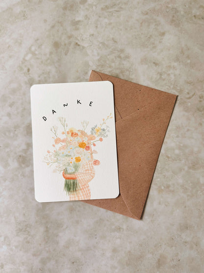 Karte blumen bunt danke