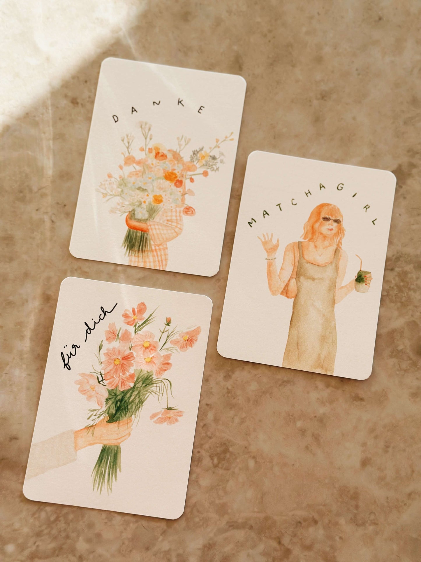 Karte Hand hält Blumen