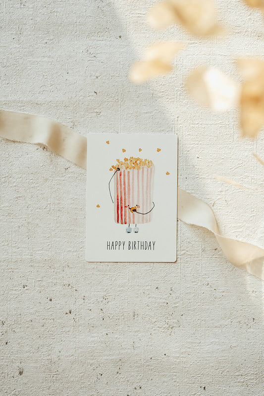Postkarte Geburtstag Popcorn