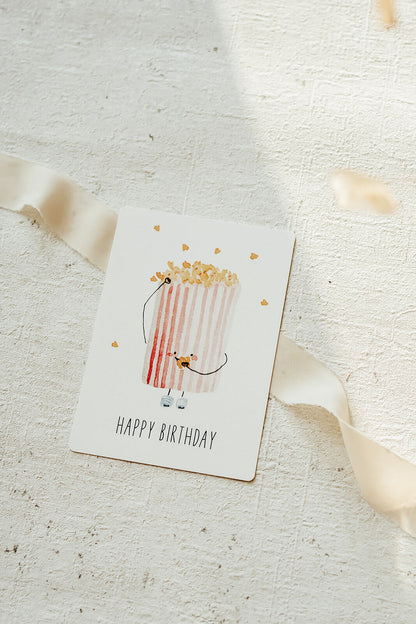 Postkarte Geburtstag Popcorn