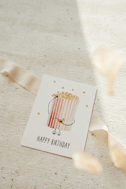 Postkarte Geburtstag Popcorn