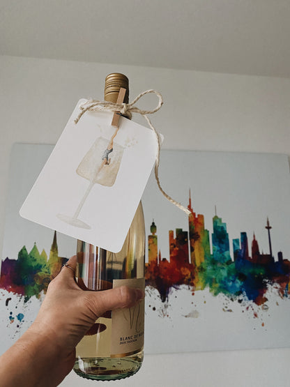 Postkarte Wein Sprung