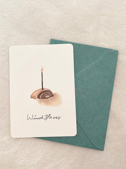 Postkarte Geburtstag Zimtschnecke