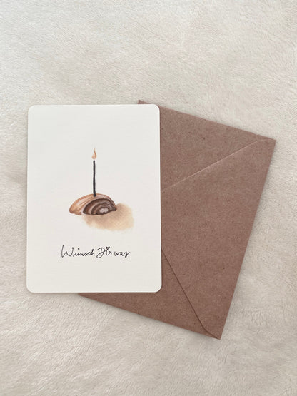 Postkarte Geburtstag Zimtschnecke