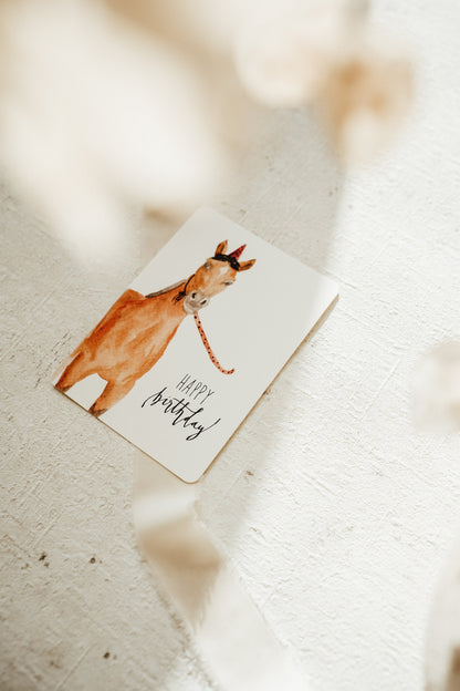 Postkarte Geburtstag Party Pferd Iris