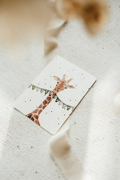 Postkarte Geburtstag Giraffe Lets Party