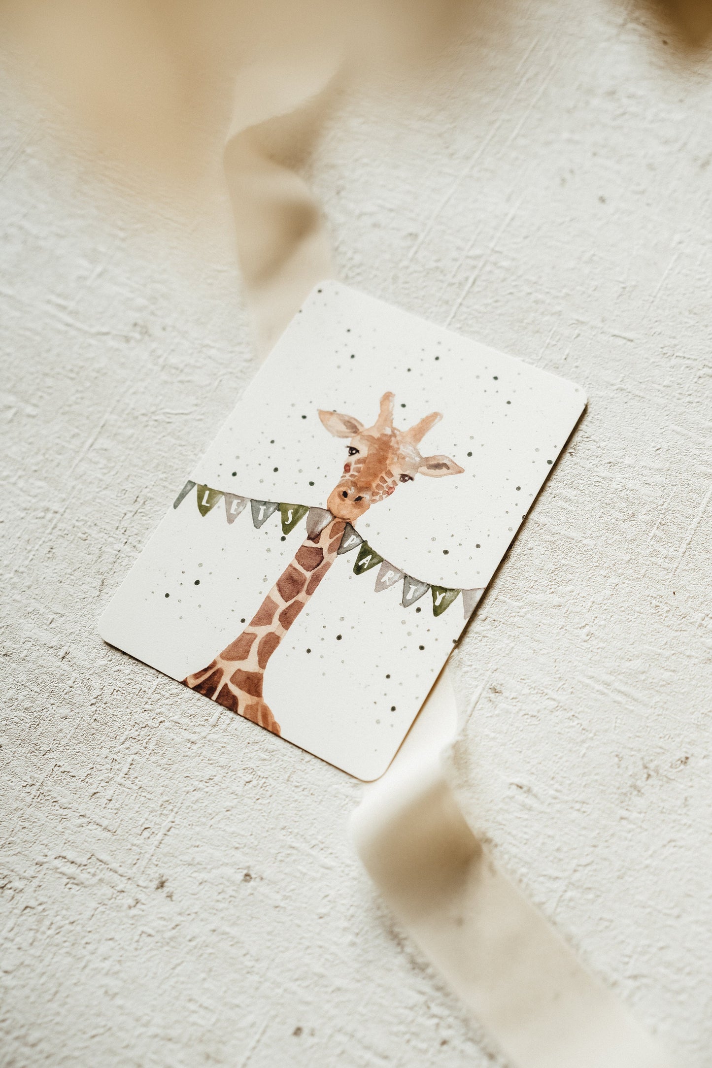 Postkarte Geburtstag Giraffe Lets Party