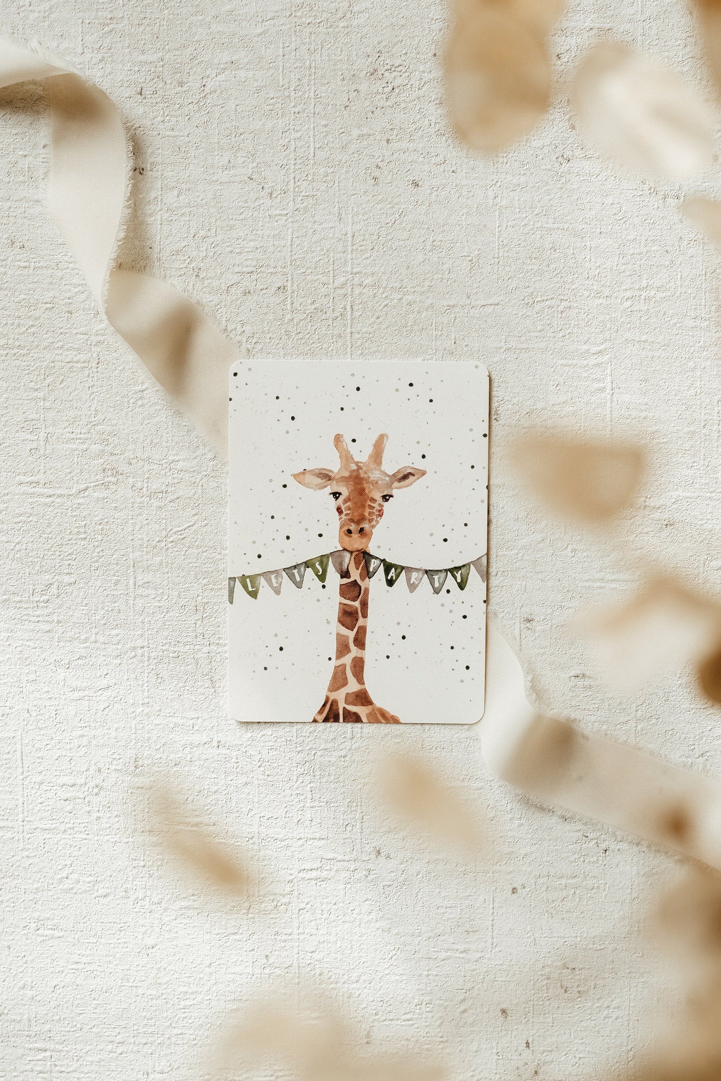 Postkarte Geburtstag Giraffe Lets Party