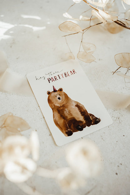 Postkarte Party Bär