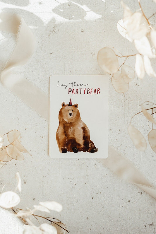 Postkarte Party Bär